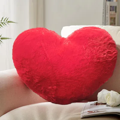 Herzkissen 40x35x11 cm rot – Kuschelkissen aus Plüsch