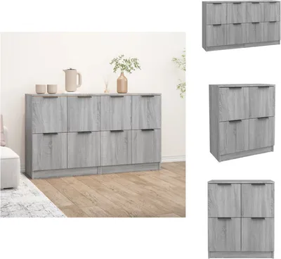 Image de vidaXL Sideboards 2 pcs. Gris Sonoma 60x30x70 cm Bois composite - Sideboards