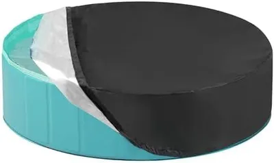 Produktbild von Poolabdeckung Rund für Hundepool, 160 x 30cm Wasserdicht UV-Schutz Kinderpool Planschbecken Abdeckung, Faltbare Wasserdicht Hundepool Abdeckung für Dog Pool Hundeplanschbecken Schwarz