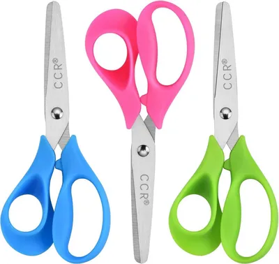 Image de CCR Set de ciseaux pour gauchers 3 pièces 13 cm rose bleu vert ciseaux à découper enfants