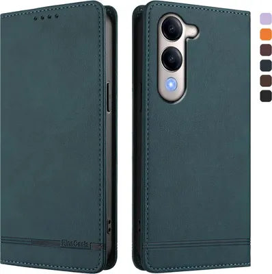 Image de Etui pour Vivo Y29S, étui rétro en cuirPolyuréthaneavec support et fentes pour cartes de crédit Vert