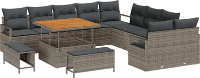 Immagine prodotto di vidaXL Set di divani da giardino con cuscini e portaoggetti 13 pezzi grigio