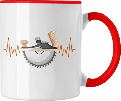 Produktbild von Trendation - Tischler Herzschlag Tasse Geschenk für Holzarbeiter Hobby Geschenkidee (Rot)