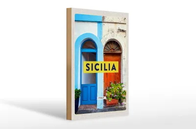 Produktbild von Holzschild Reise 20x30cm Sizilien Architektur Mittelalter