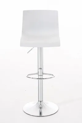 A white bar stool is centered against a white background.