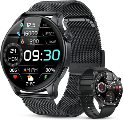 Produktbild von Smartwatch Herren Damen Fitnessuhr mit Telefonfunktion Armbanduhr Wasserdicht Fitness tracker mit Herzfrequenz Schlafmonitor Schrittzähler Sportuhr