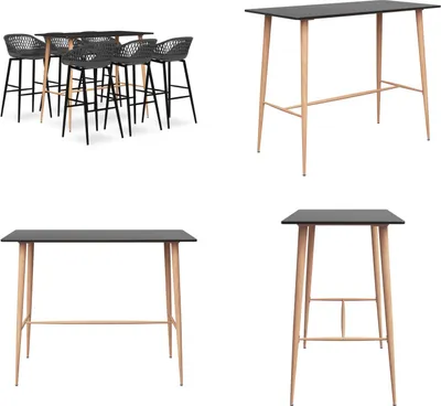 Imagen del producto de vidaXL, juego de 7 piezas en  y gris - Juego de bar - Conjuntos de bar - Mesa de bar con taburetes - Mesas de bar con taburetes
