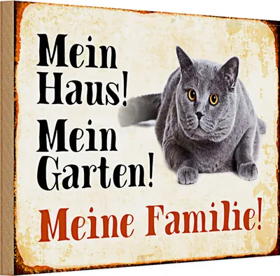 Produktbild von Holzschild Katze 30x20cm mein Haus mein Garten Familie