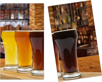 Produktbild von Spritzschutz Herdabdeckplatte Schneidebrett aus Glas Verschiedene Biergläser 2-Teilig (60x52cm)