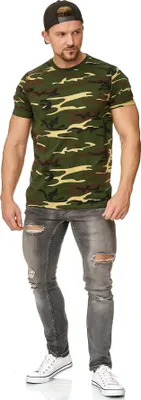 Produktbild von Mivaro Herren Camouflage T-Shirt Regular Fit Rundhals aus 100% Baumwolle - Kurzarm Tarnshirt in Grün - Atmungsaktiv Basic Shirt in Tarnfarben für Freizeit Outdoor Arbeit und Alltag bis 3XL