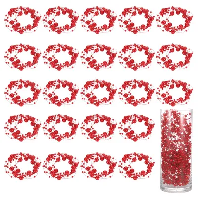 Productafbeelding van Kunststof parelketting voor drijvende kaarsen - 30 stuks - 134 cm lang - Rood