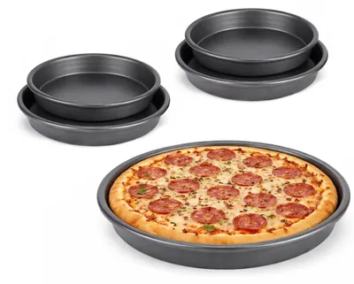 Zdjęcie produktu dla Zestaw 4 okrągłych blach do pieczenia pizzy i ciast