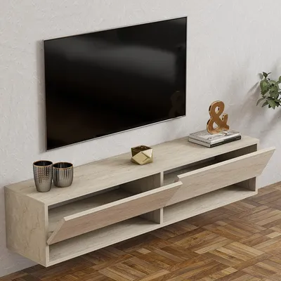 Immagine prodotto di Olmi - Mobile Porta tv, 141x30x31h cm Beige Marmo, 2 Ripiani