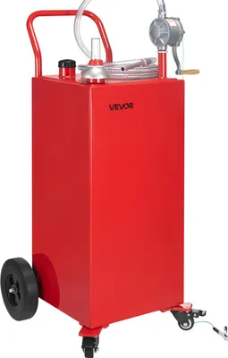 Produktbild von VEVOR 150 L Kraftstofftrolley, Benzin- und Dieseltank mit manueller Transferpumpe, Kraftstoffbehälter mit 4 Rädern und 3 Fuß Schlauch, für Autos, Rasenmäher, Geländefahrzeuge, Boote, Rot