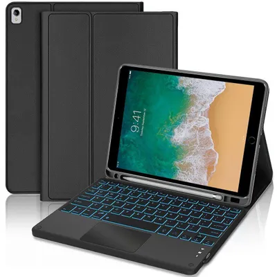 Image de Coque Clavier pour iPad Air 3 10,5" / iPad Pro 10,5" - Cuir Synthétique Noir avec Clavier Rétroéclairé