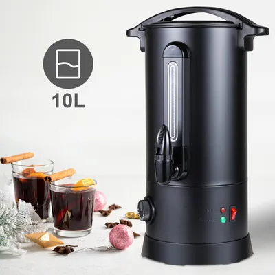Zdjęcie produktu dla Jopassy czajnik do grzanego wina 1800W dystrybutor gorących napojów 10L taca ociekowa, kran wylotowy, termostat, zabezpieczenie przed przegrzaniem czarny