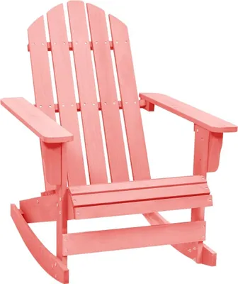 Image de The Living Store Chaise à bascule Adirondack en bois massif de sapin rose