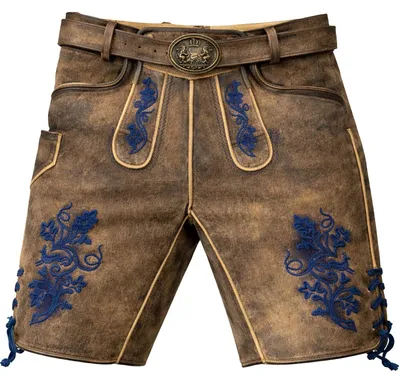 Produktbild von MADDOX Kurze Lederhose "Utz" mit Gürtel | Wildbock er-blau Größe: 56