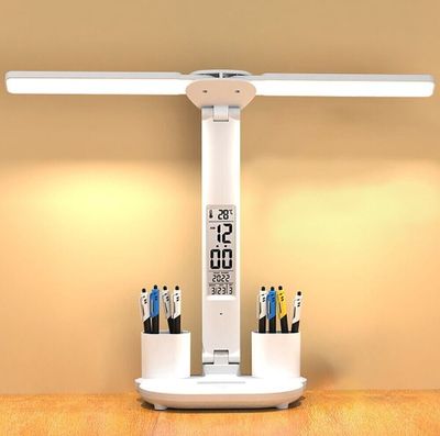 7W LED Schreibtischlampe Tischlampe Büroleuchte Beleuchtung Dimmbar Leselampe mit USB & Stifthalter
