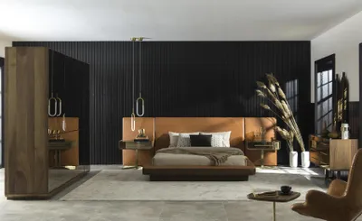 Produktbild von Schlafzimmer Möbel Komplett Set Garnitur Bett Nachttische Schrank 5tlg.