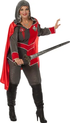 Produktbild von W4652-52 rot-schwarz Damen Ritterkostüm Ritterkleid Ritterlady Gr.52