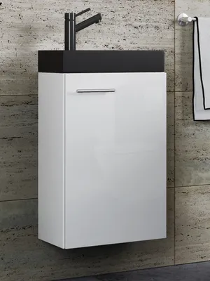 Produktbild von VCM 2-tlg Set | Waschplatz für Gäste WC | Gästebad Toilette | Waschtisch | Badmöbel Badezimmer Set – Slito-BL