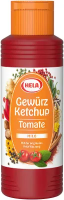 Zdjęcie produktu dla Hela ketchup przyprawowy pomidorowy łagodny smak owocowy butelka 300ml