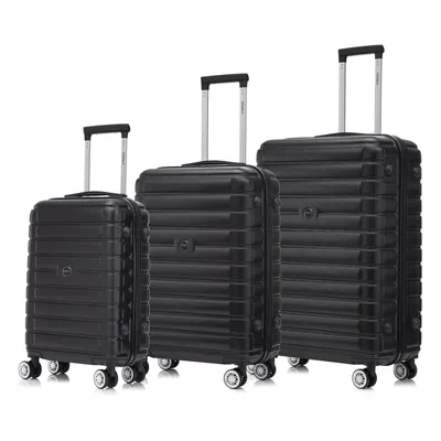 Produktbild von Suitcase Set, Rollkoffer Handgepäck, Kofferset, mit 4 Rollen 360°, Hartschalenreise Zahlenschloss, Weicher Gummigriff (3er Set, M,L&XL,Schwarz)