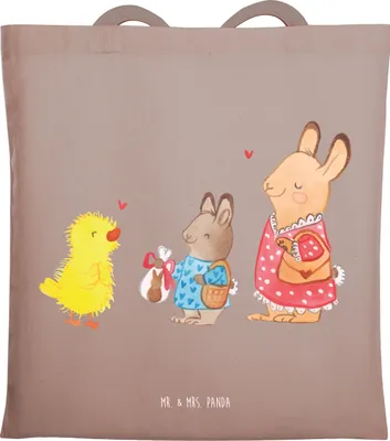 Produktbild von Mr. & Mrs. Panda Tote Bag Ostern Geschenke - Braun Pastell - Geschenk, Einkaufstasche, Tragetasche, Osterhase, Küken, Frühling, Baumwolltasche, Laptoptasche, Jutebeutel