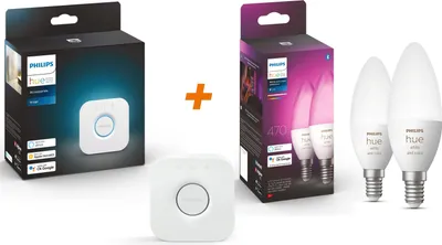 Produktbild von Starter Set Hue-Bridge + Hue LED E14 Leuchtmittel