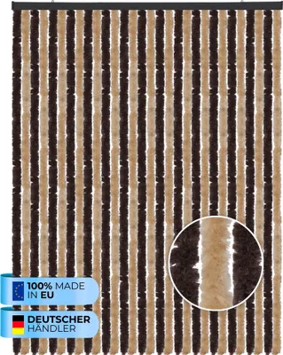 Immagine prodotto di Tenda soffice (120x220 cm) per porte "Beige - Brown" come protezione dagli insetti per balcone, terrazza o camper, roulotte, padiglione