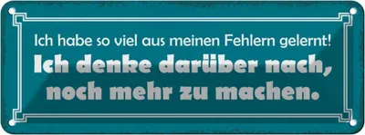 Produktbild von vianmo Blechschild 10x27 cm ich so viel aus Fehlern gelernt Spruch Zitat