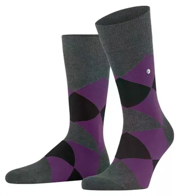 Immagine prodotto di Calzini da uomo Burlington, modello Clyde M, in cotone, fantasia, 1 paio, colore grigio scuro, taglia 3