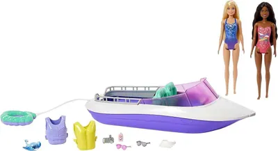 Immagine prodotto di Barbie "Mermaids Power" motoscafo e 2 bambole, playset