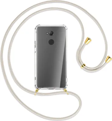 Produktbild von Handykette Backcover-Schutzhülle mit Band (Metall goldfarben) für Sony Xperia XA2 Ultra - broken white