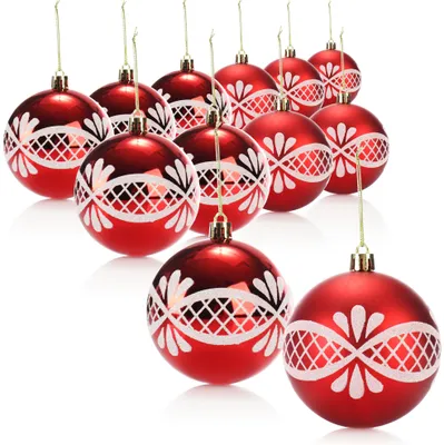 Produktbild von com-four® 12x Weihnachtskugeln, Christbaumkugeln bruchsicher aus Kunststoff für Weihnachten, Baumschmuck für den Christbaum mit Anhänger