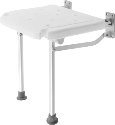 Image de Siège de douche mural pliable, en alliage d'aluminium, dimensions 60 cm x 40 cm, capacité de charge de 100 kg, rembourrage en polyéthylène, installation fixe
