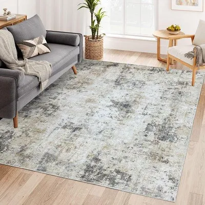 Imagen del producto de Ibenzoa® Alfombra – tejido suave de 100% poliéster, diseño abstracto multicolor, base antideslizante de TPR, lavable a 30°C, disponible en tamaños de 60x120 cm a 270x340 cm