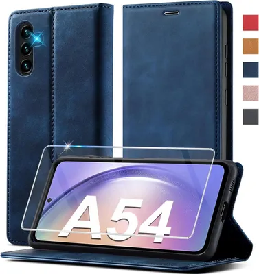 Obrázok produktu pre Ailicici Samsung Galaxy A54 5G puzdro kožené s ochrannou fóliou modré