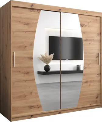 Produktbild von Kleiderschrank, Schiebetürenschrank Schlafzimmer, Schrank mit Spiegel ELYPSE 200 cm