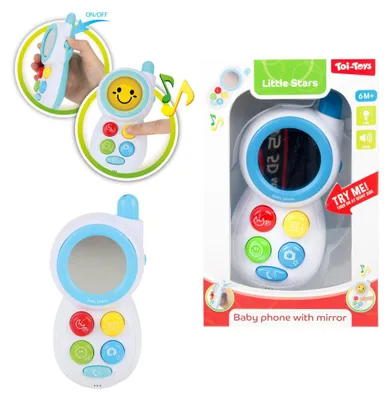 Image de Téléphone mobile pour enfants, avec miroir, en plastique, compartiment à piles, avec lumière et son, dans une boîte de 13x19 cm, pour les enfants de 6 mois et plus