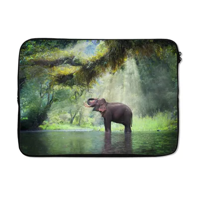 Produktbild von MuchoWow® Laptop Hülle 14 ZollDschungel - Elefant - Wasser Laptoptasche - Laptoptasche - Stoßsicher - Schutzhaube