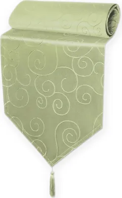 Produktbild von Tischläufer 33x210 cm Lindgrün Damast Ornamente klassisch Tischdecke Läufer spitz zulaufend