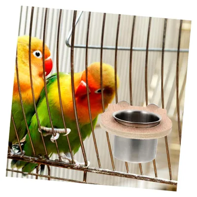 Produktbild von Edelstahl Futternapf für Papageien und hängender Wassernapf für Vogelkäfige