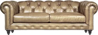 Produktbild von Hellbraun Dreisitzer Leder Chesterfield Wohnzimmer Design Sofa Chesterfield