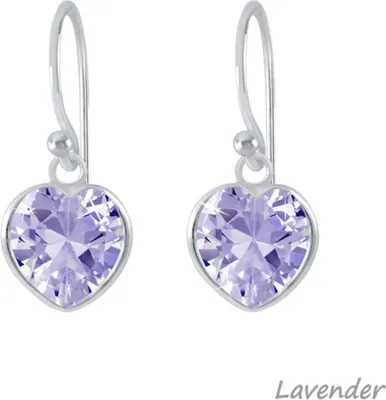 Produktbild von Herz Ohrringe: 925 Silber Ohrhänger mit Zirkonia Lavender