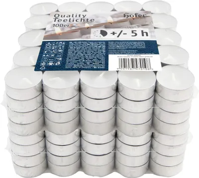 Produktbild von HOFER Teelichter 200 Stück – Ø 38 mm – 5h Brenndauer – Weiß – Duftfrei, Tropffrei Wachskerzen