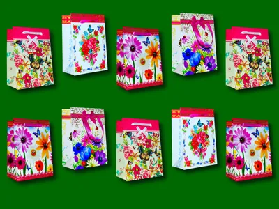 Produktbild von Handmade Geschenktaschen 10er SetGeschenktüten Premium Blumen Geburtstag Taschen Klein Mitbringsel