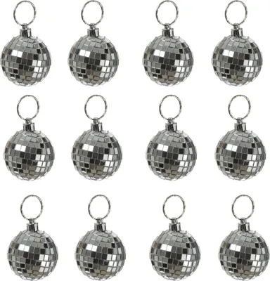 Spiegelkugel 5cm - Discokugel - Echtglas - 5x5mm Spiegel - DEKO Serie - silber - 12er Set