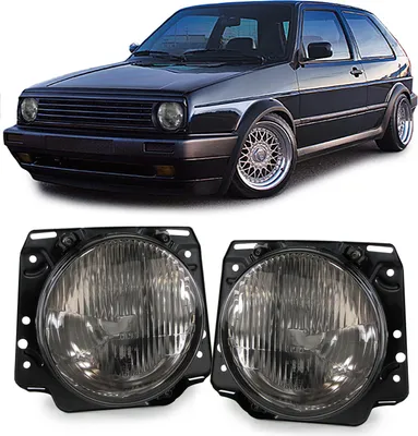 Produktbild von Scheinwerfer H4 Schwarz Smoke geriffelt für VW Golf 2 83-91